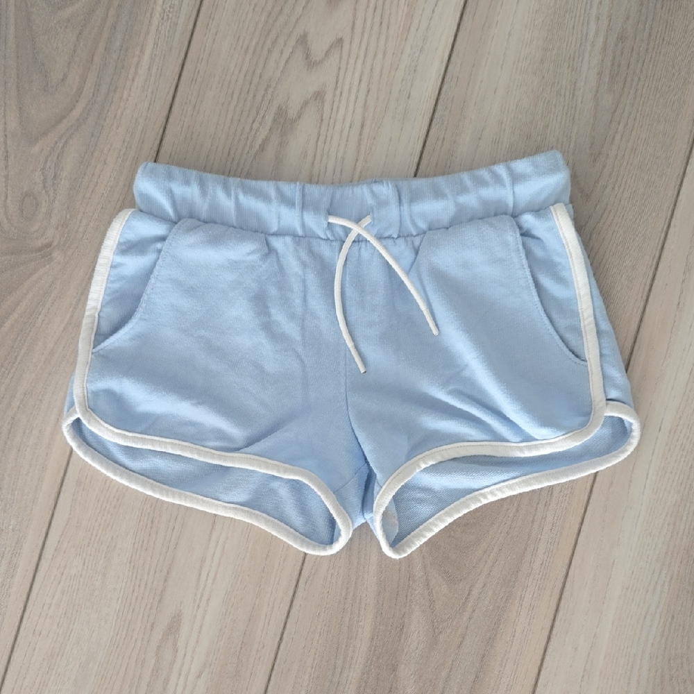Light Blue Girl's Lounge Shorts with White Trim